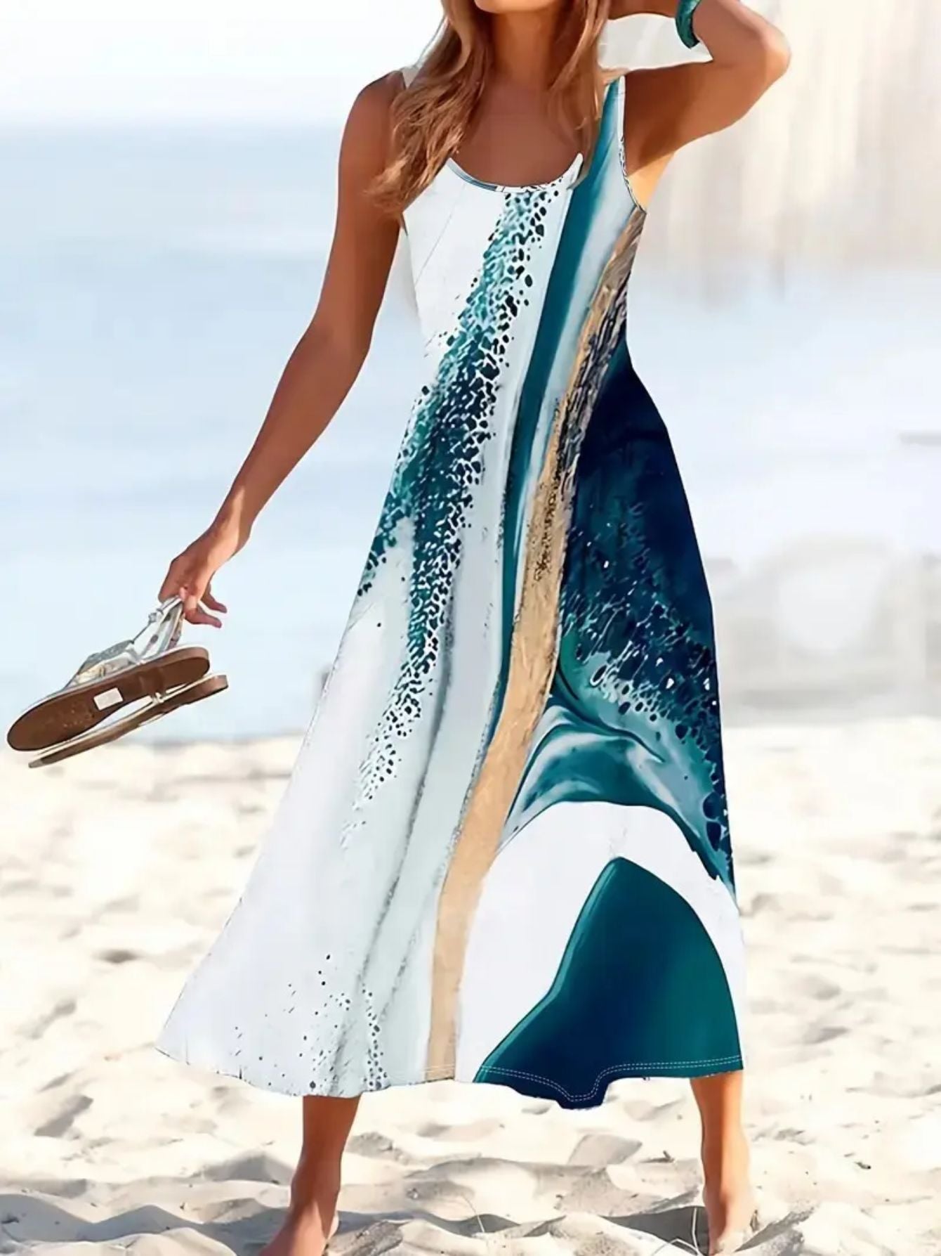 SINHOON Summer Dresses For Women 2025 Sleeveless Boho Maxi Sundress Loose Casual Flowy Beach Dress Midi Dress