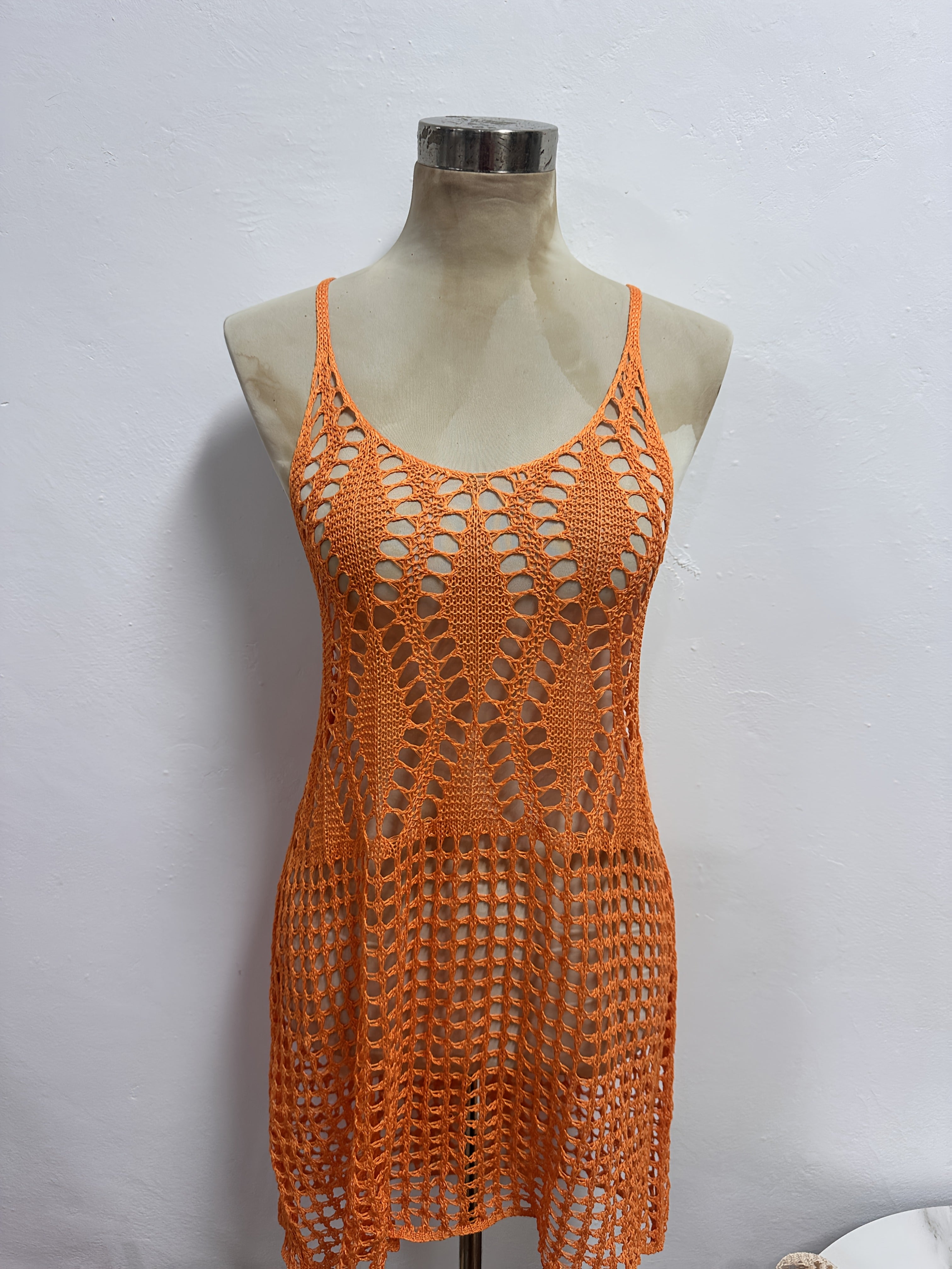 Ladies' Crochet Sleeveless Cover-Up Hollow Flared Beach Swimwear, Elegant Party Dresses for Women, Casual and Stylish Clothing, Summer Promotion Hot Apparel  Sexy Outfits