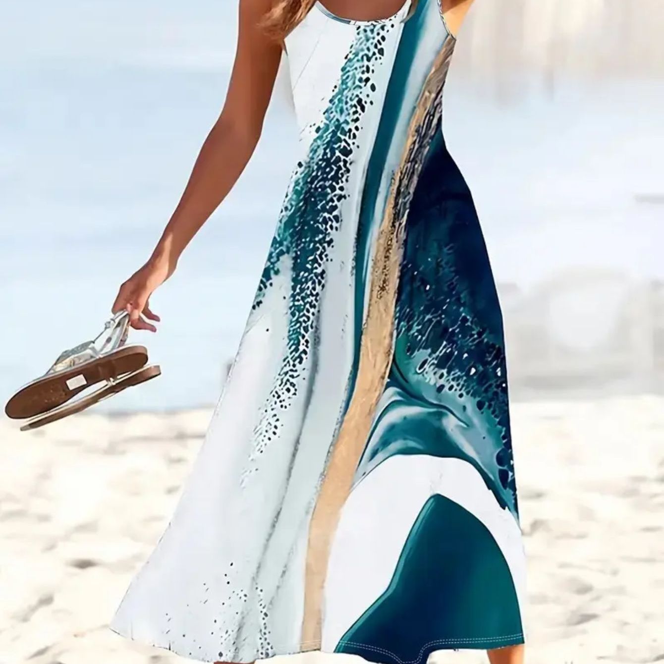 SINHOON Summer Dresses For Women 2025 Sleeveless Boho Maxi Sundress Loose Casual Flowy Beach Dress Midi Dress