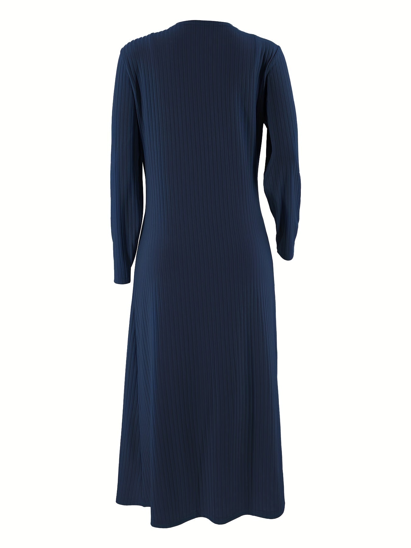 Two-piece Long Sleeve Casual Solid Ribbed Set: Cardigan & Bodycon Cami Dress Outfits for Women