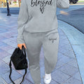Two Piece Set, Letter Print Crew Neck Sweatshirt & Pants Outfits for Women, Winter & Fall Clothing