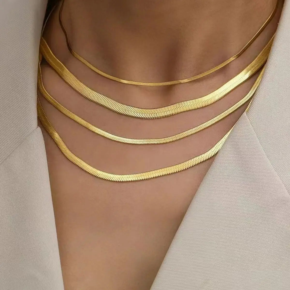 1pc Unisex Snake Chain Choker Necklace Stainless Steel 2/3/4/5mm Gold Color Chain Necklace For Women Jewelry