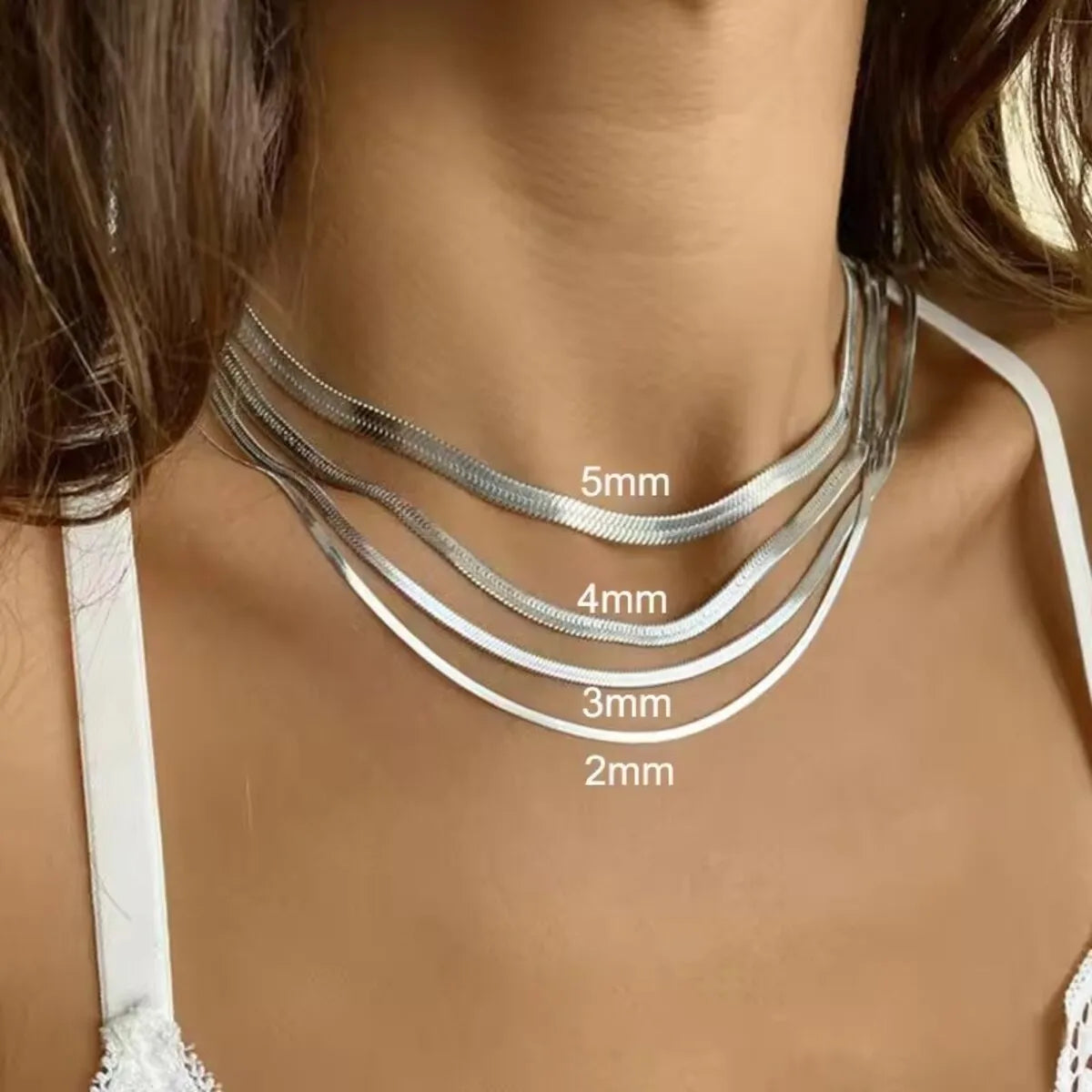 1pc Unisex Snake Chain Choker Necklace Stainless Steel 2/3/4/5mm Gold Color Chain Necklace For Women Jewelry