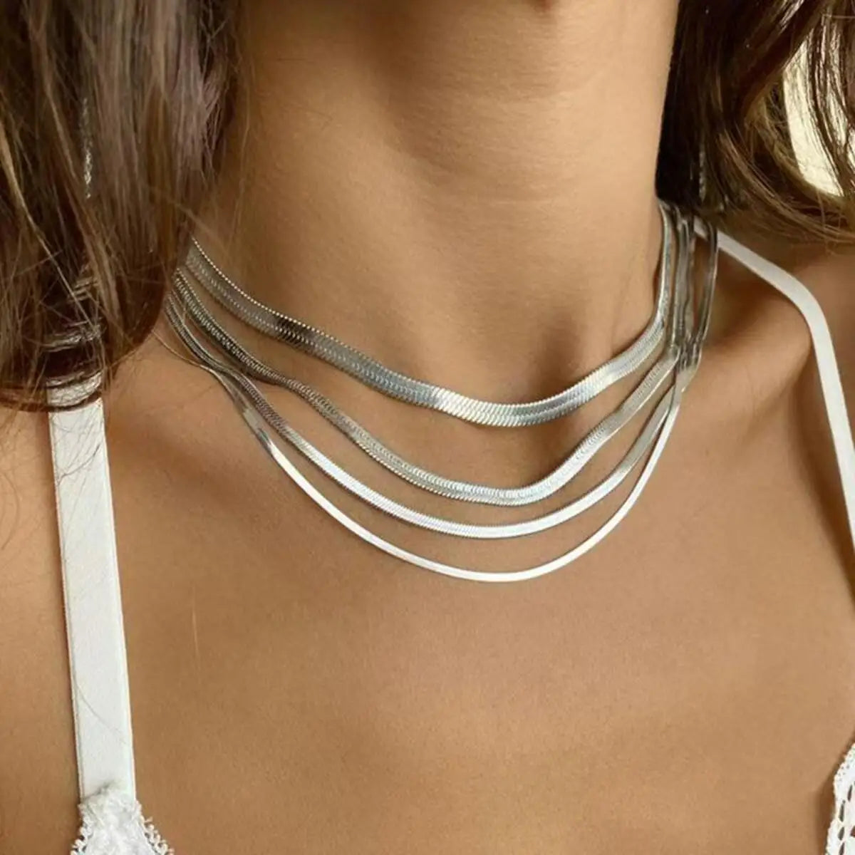 1pc Unisex Snake Chain Choker Necklace Stainless Steel 2/3/4/5mm Gold Color Chain Necklace For Women Jewelry