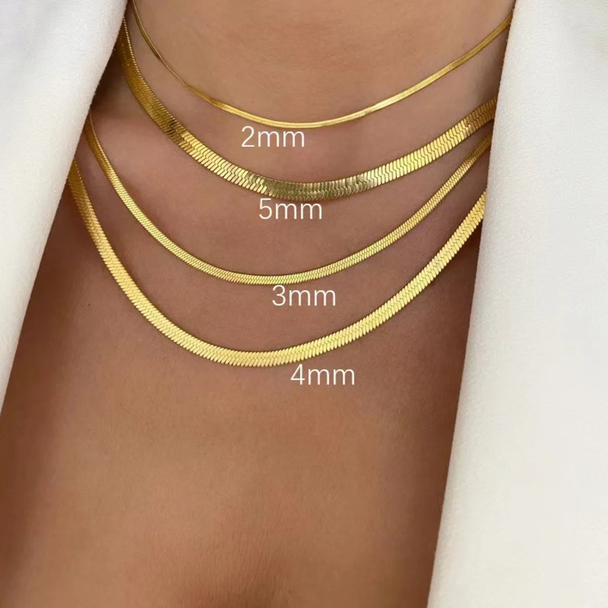 1pc Unisex Snake Chain Choker Necklace Stainless Steel 2/3/4/5mm Gold Color Chain Necklace For Women Jewelry