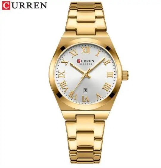 CURREN 9095 Women Watches Romantic Girlfriend Gift Fashion Gold Stainless Stain Steel Ladies Watch Waterproof Quartz Wristwatch