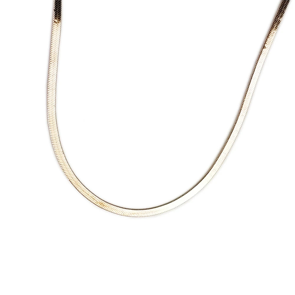 Fashion  Blade Chain on Neck Choker Necklace Women Sexy Flat Snake Chain Jewelry Gift Clavicle Necklace