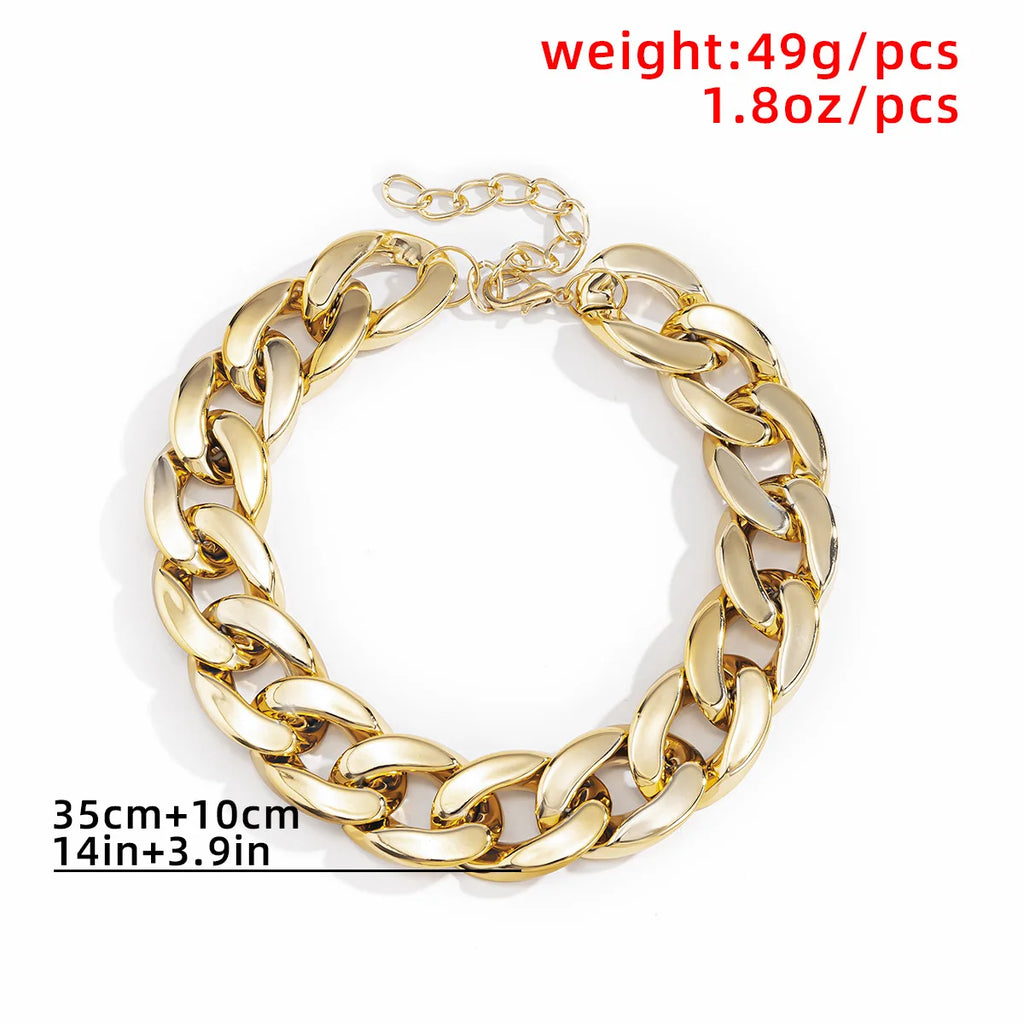 Simple Exaggerated Necklace Lady 4 Color Hip Hop Distorted Thick CCB Chain Creative Necklaces Fashion Glamour Girl Jewelry Gift