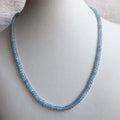 3*4MM Faceted Aquamarine Necklace Vintage Natural Stone Jewelry Noble Elegant Exquisite Beaded Chain Choker Collier