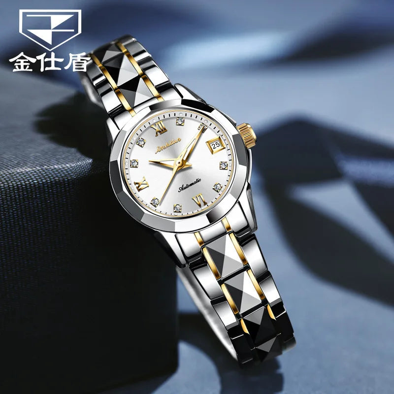 JSDUN Fashion Fashion Womens Watch New Waterproof Ladies Watch High Quality Tungsten Steel Automatic Mechanical Watches for Women