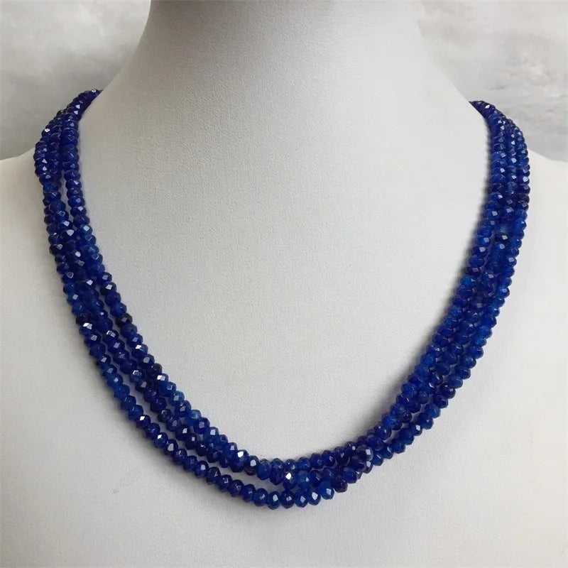 Double Color Green Emerald Necklace for Women Natural Faceted Sapphire Chain Jade Stone Bead Choker Collares Abacus Gift Jewelry