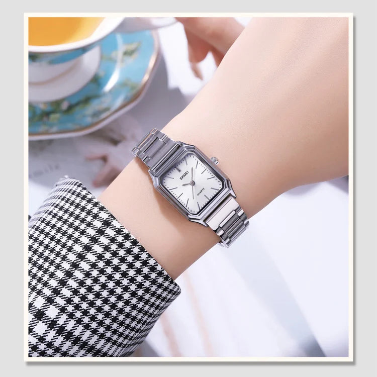 Skmei 2237 Ladies Watch Stainless Steel Strap Wristwatch Leisure Style Minimalist Fashion Japan Quartz Square Watches for Women