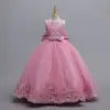 2024 New Girls' Wedding Dress Flower Banquet  Long Dress Girls' Graduation Communion Performance Party Dress with Big Bow