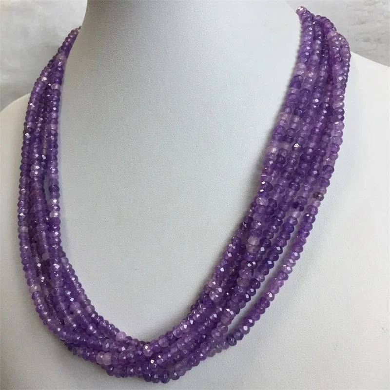 Double Color Green Emerald Necklace for Women Natural Faceted Sapphire Chain Jade Stone Bead Choker Collares Abacus Gift Jewelry