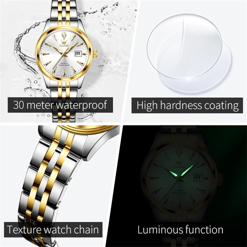 OLEVS 5598 Original Quartz Japan Movt Light Luxury Surface Ladies Watch Stainless Steel High Hardness Costing for Women Watches