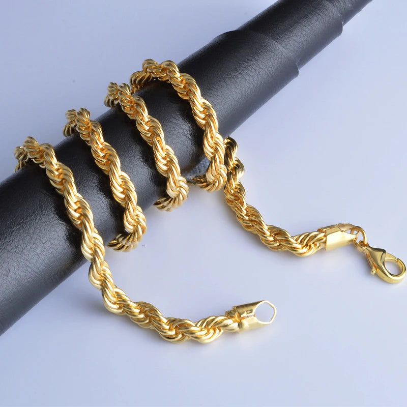 925 Silver 6mm 7mm Twist Necklace For Women Men Fashion Jewelry