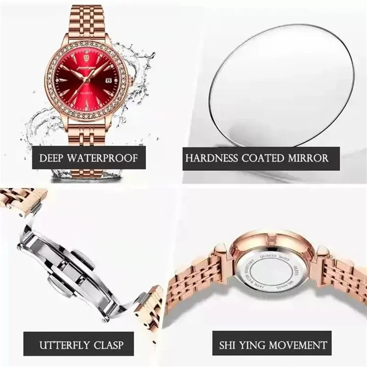 POEDAGAR 366 Luxury Elegant Ladies Watch High Quality Casual Steel Waterproof Quartz Women's Watches Dress Clock
