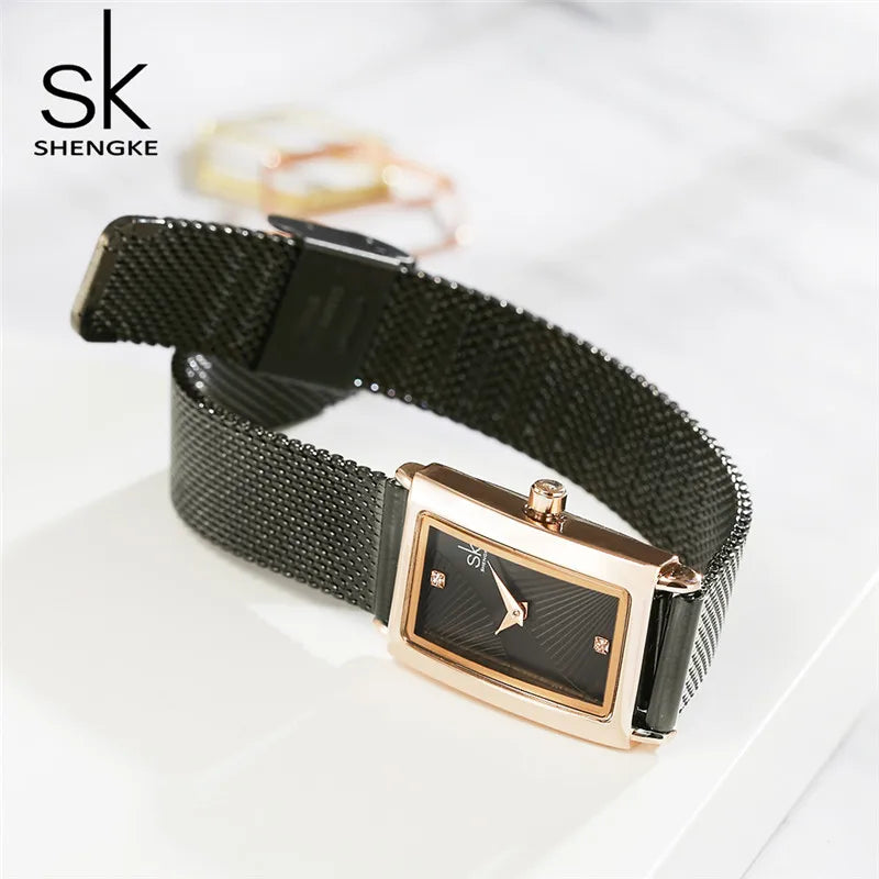 Shengke Women Watches Fashion Geneva Designer Ladies Watch Luxury Brand Rectangle Quartz Gold Wrist Watch Luxury Gifts for Women