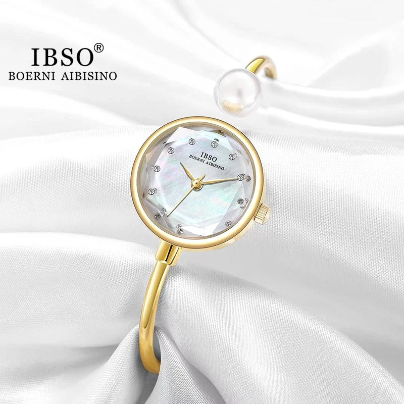 IBSO Adjustable Women Bracelets Ladies Watch Quartz Pearl Wristwatch Watch Women Luxury Elegant Ladies Accessory Lover Watches