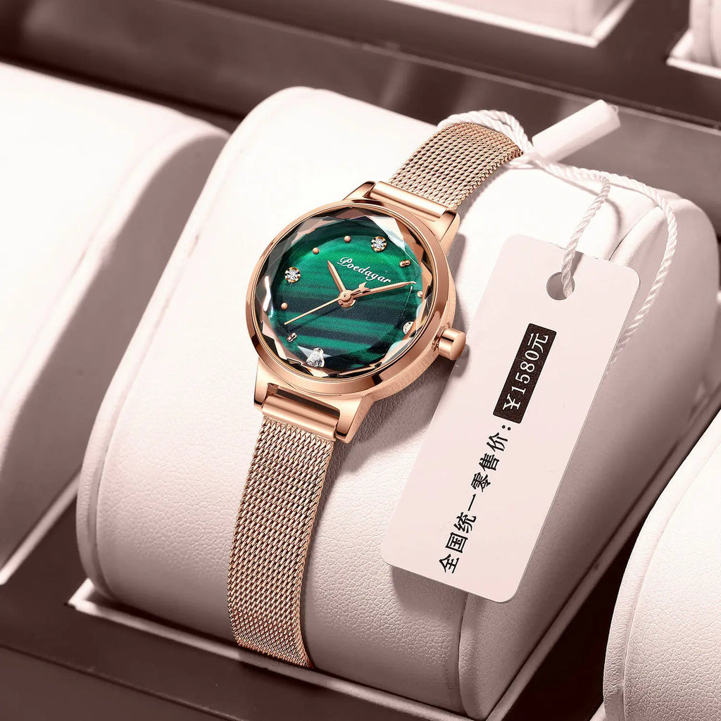 POEDAGAR Ladies Watch 610 Student Fashion Quartz Womens Watches Diamond Jewelry for Women Bracelet Wristwatch Gift Montre Femme