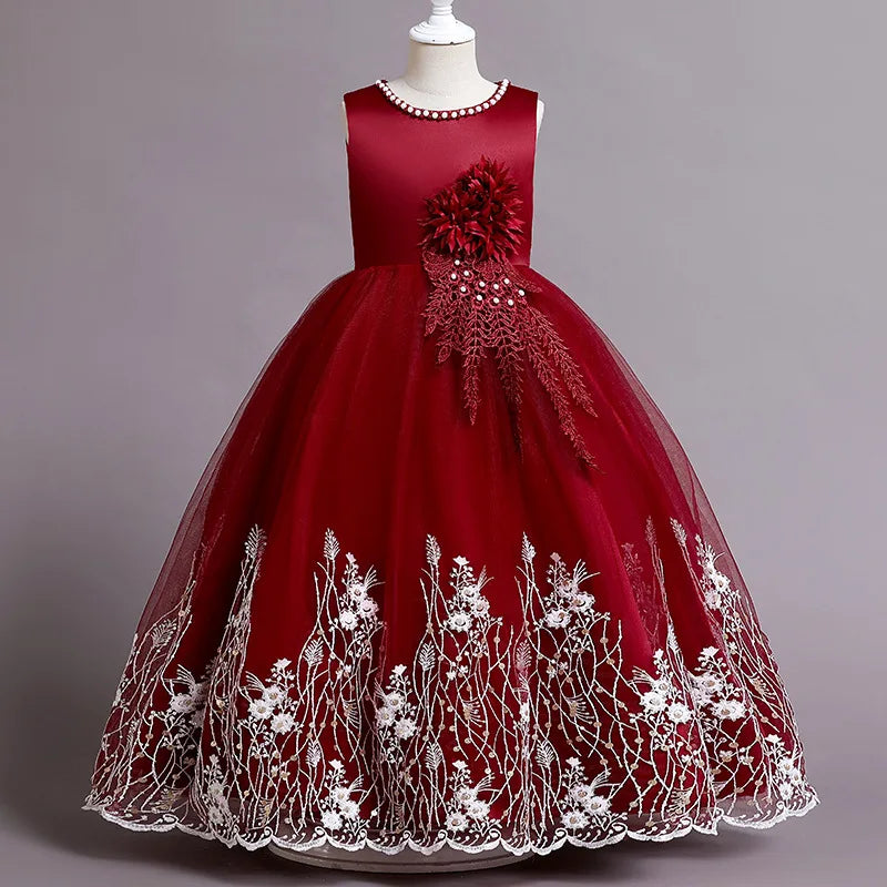 New Princess Summer Lace Bridesmaid Party Dress Flower Costume Kids Dresses for Girls Wedding Dress Vestido