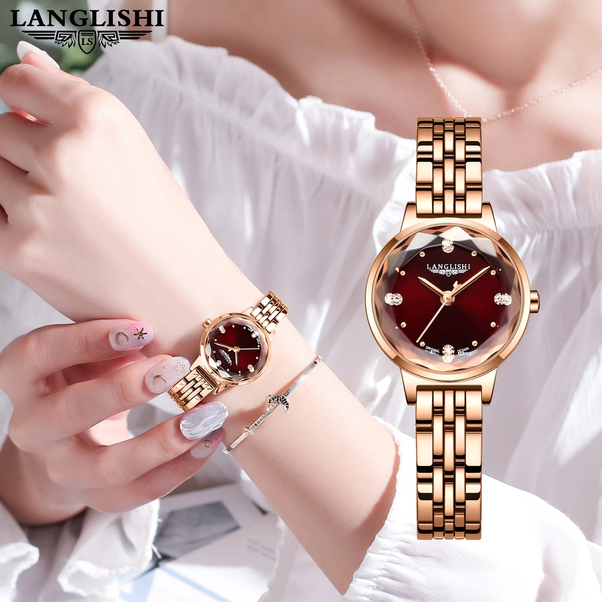 POEDAGAR Ladies Watch 610 Student Fashion Quartz Womens Watches Diamond Jewelry for Women Bracelet Wristwatch Gift Montre Femme