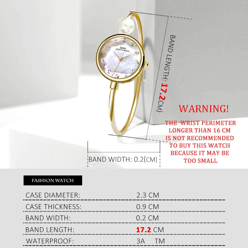 IBSO Adjustable Women Bracelets Ladies Watch Quartz Pearl Wristwatch Watch Women Luxury Elegant Ladies Accessory Lover Watches