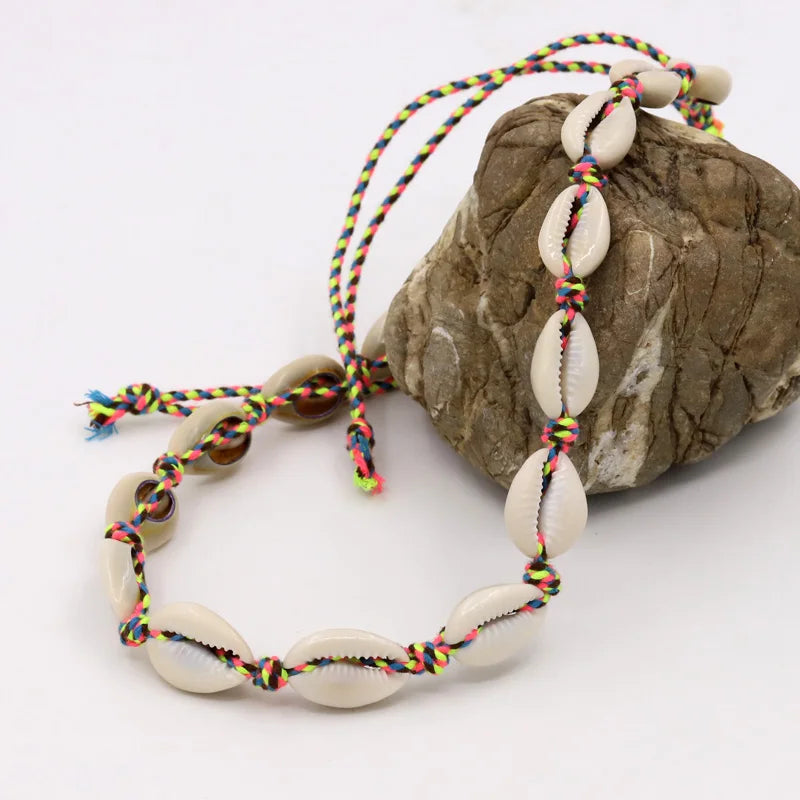 Shell Necklace Women's Neck Chain Jewelry Adjustable Handwoven Summer Beach Choker Necklace Female Girls Accessories