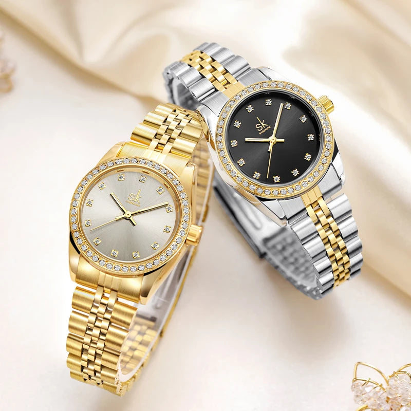 SHENGKE Women Jewelry Set and Watch Montre Jewelry and Watch Sets Hand Bangle Jewelry and Wrist Ladies Watch Set