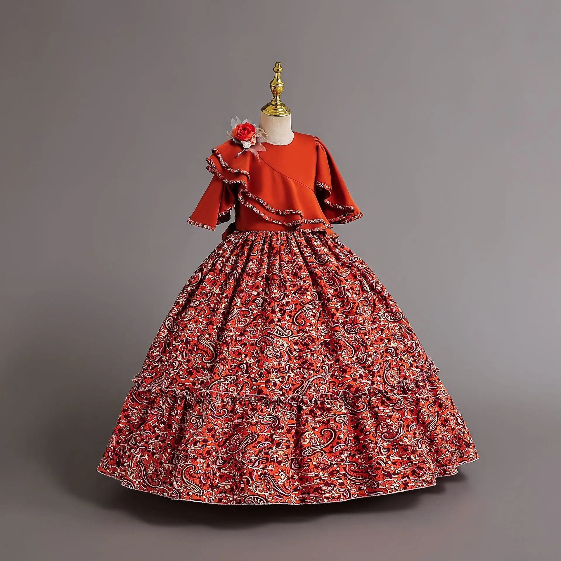 Summer Children's Clothing Chiffon comfort Fabric Floral Girl's Long Dress Party Floral Child Wedding Dress