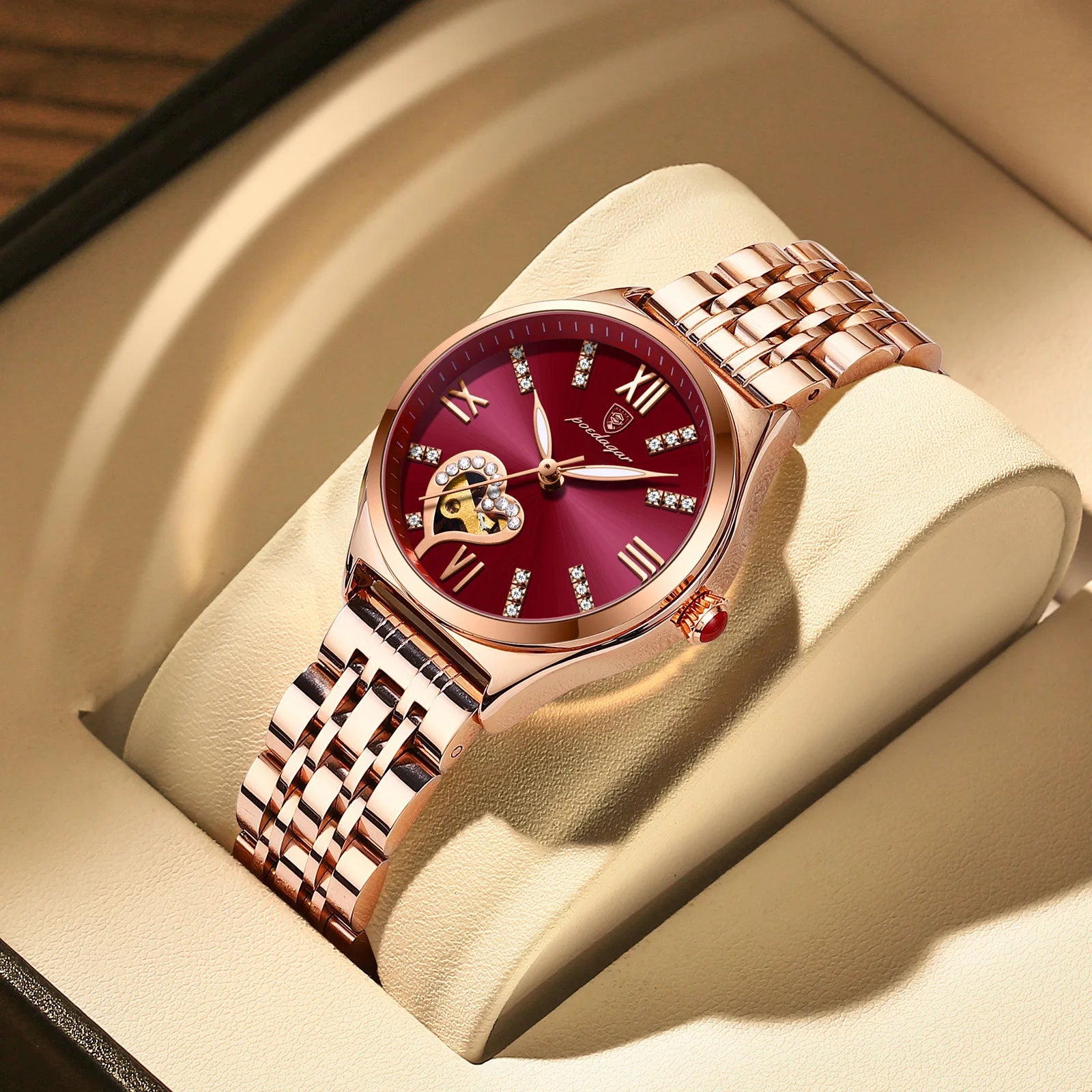 POEDAGAR 320 Women Watches Fashion Rose Gold Stainless Stain Steel Ladies Watch Waterproof Quartz Wristwatch for Romantic Gift