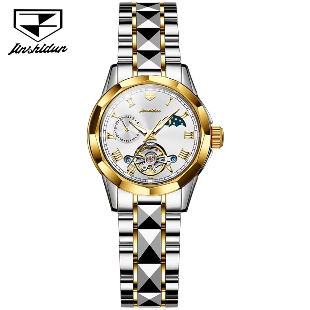 Jsdun 8937 High Quality Waterproof Automatic Mechanical Reloj Tungsten Steel Top Luxury Brand Elegant Women Watches Ladies Watch