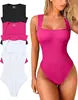 2025 Wholesale Women's Bodysuit Jumpsuit European American Fashionable Design Oversized Square Tight Skinny Fit Solid for Summer