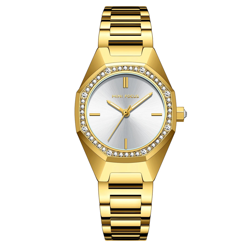 Hot Sale Mini Focus Gold Plating Quartz Woman Watches Jam Tangan Wanita Cheap Wristwatches for Women Pretty Diamond Ladies Watch