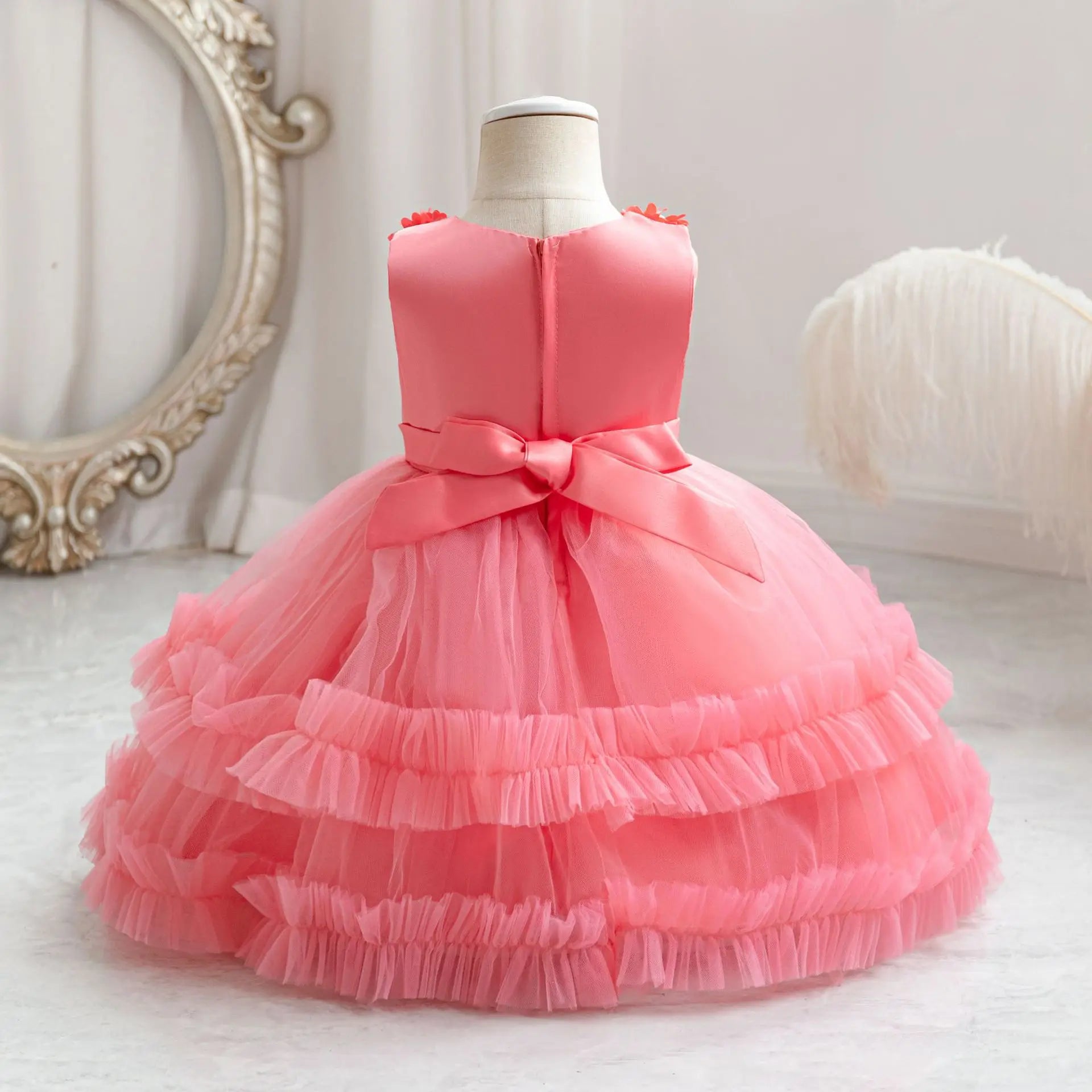 Girls Summer Dresses Applique Lace Infant Baby Girl Princess Toddler Birthday Party Wedding Dress Clothes