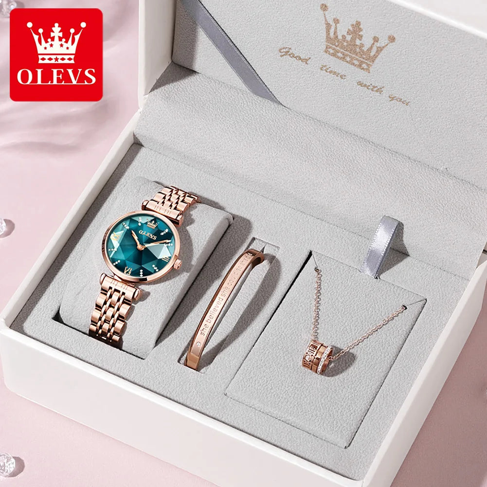 OLEVS 6642 Brand Hot Sale Ladies Watch Set Luxury Watch Steel Band Strap Quartz Waterproof Ladies Watch Simple Fashion