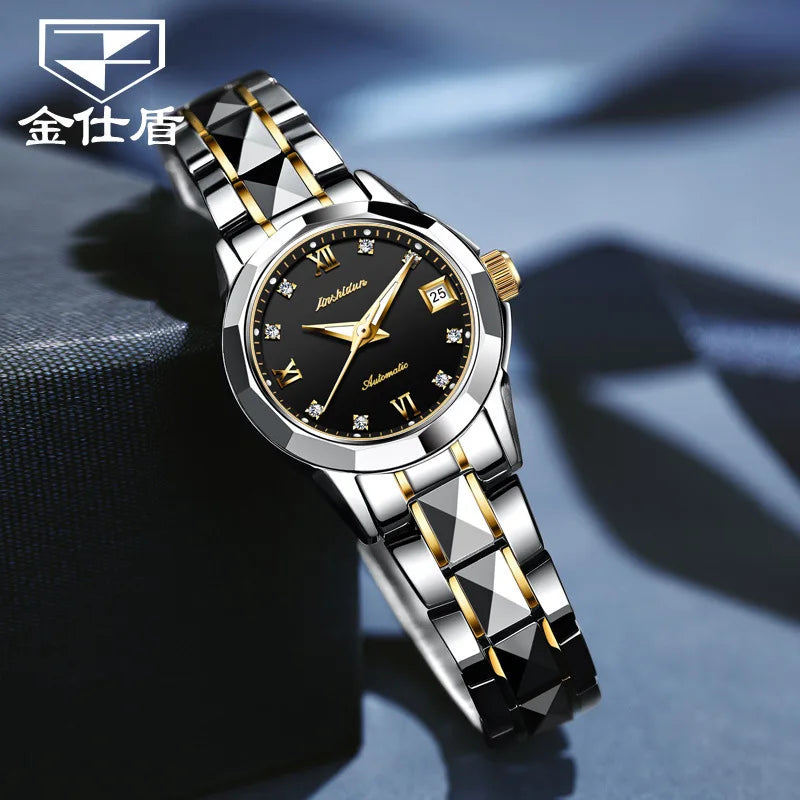 JSDUN Fashion Fashion Womens Watch New Waterproof Ladies Watch High Quality Tungsten Steel Automatic Mechanical Watches for Women