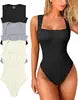 2025 Wholesale Women's Bodysuit Jumpsuit European American Fashionable Design Oversized Square Tight Skinny Fit Solid for Summer