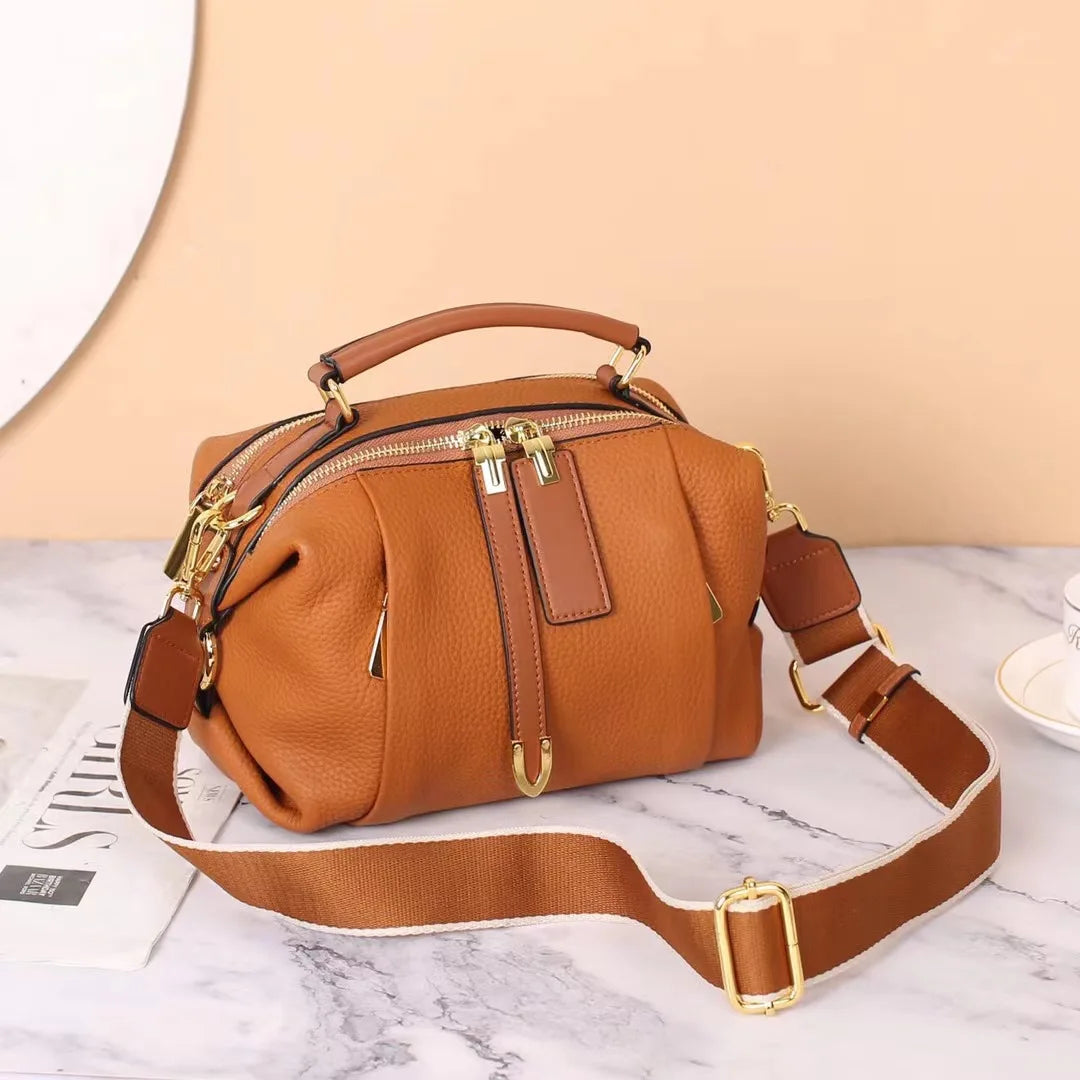 2025 European American Retro Women's Top Layer Cowhide Handbag Genuine Leather High-End TOGO Crossbody Bag Popular Messenger
