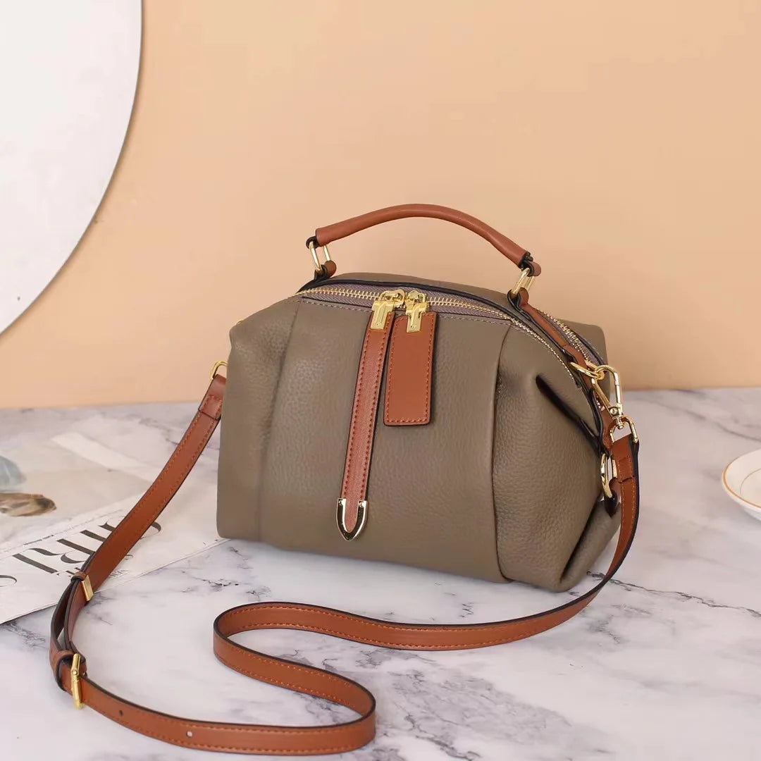 2025 European American Retro Women's Top Layer Cowhide Handbag Genuine Leather High-End TOGO Crossbody Bag Popular Messenger