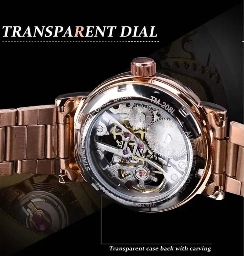 Winner Women's Watches 208 New Tourbillon Style Original Handwinder Mechanical Watch for Woman Waterproof Ladies Watch