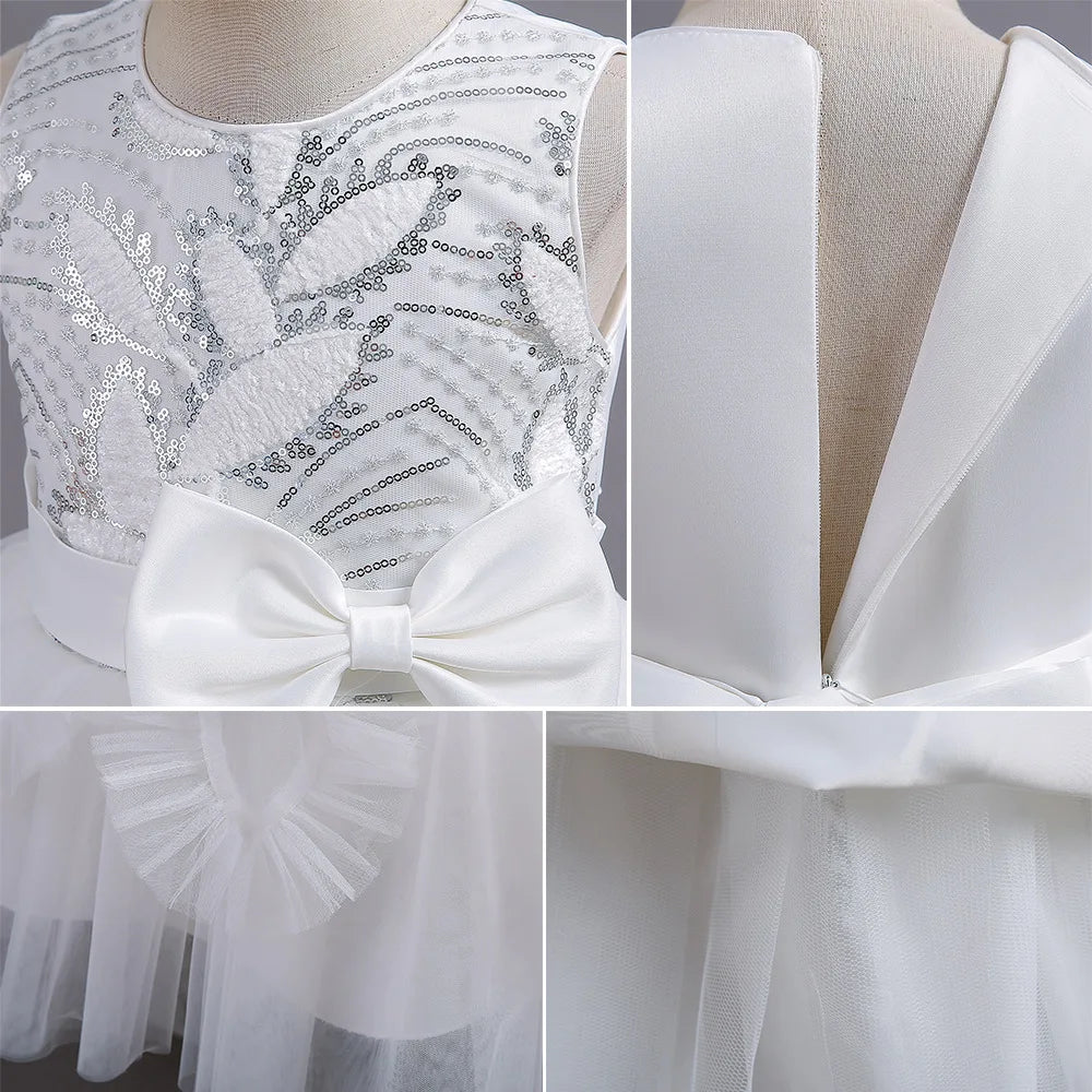 Girls Dress 2022 New Flower Lace Long Princess Dress 4-14 Birthday Communion Party Wedding Dress