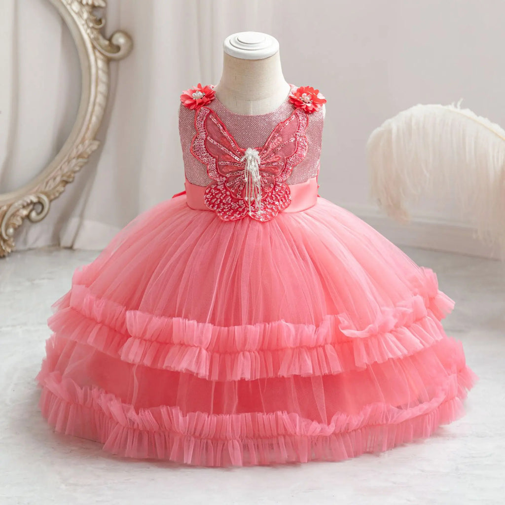 Girls Summer Dresses Applique Lace Infant Baby Girl Princess Toddler Birthday Party Wedding Dress Clothes