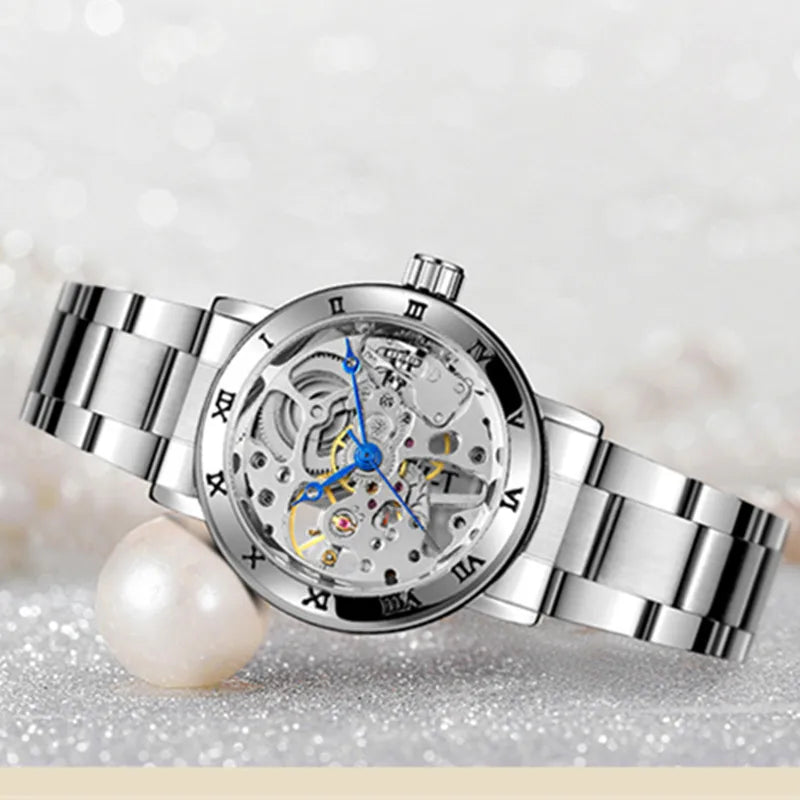 Winner Women's Watches 208 New Tourbillon Style Original Handwinder Mechanical Watch for Woman Waterproof Ladies Watch