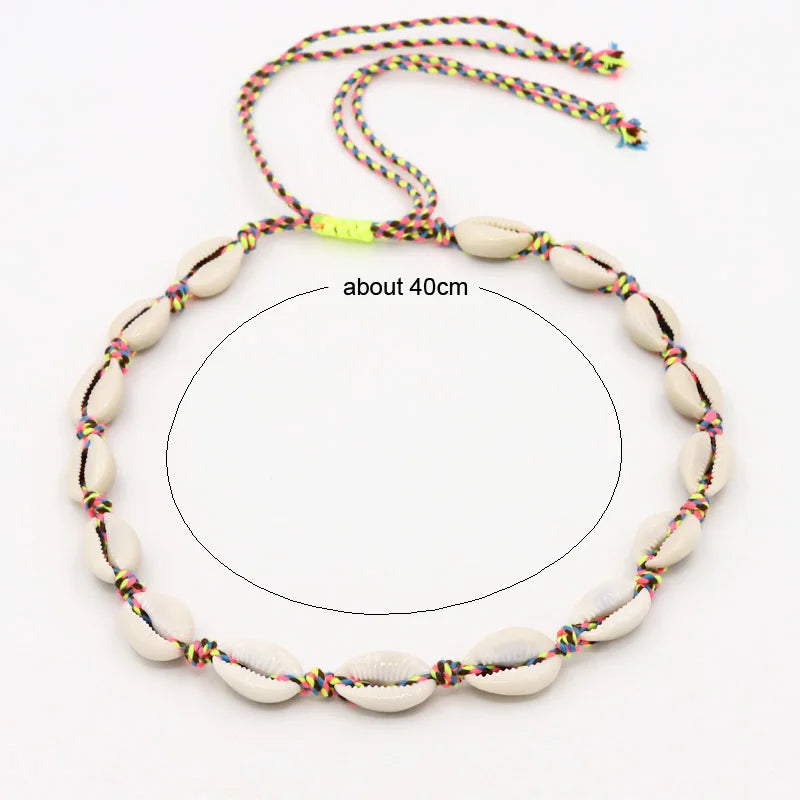Shell Necklace Women's Neck Chain Jewelry Adjustable Handwoven Summer Beach Choker Necklace Female Girls Accessories