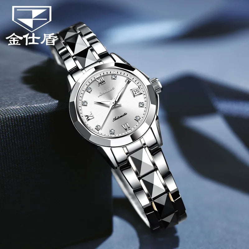 JSDUN Fashion Fashion Womens Watch New Waterproof Ladies Watch High Quality Tungsten Steel Automatic Mechanical Watches for Women