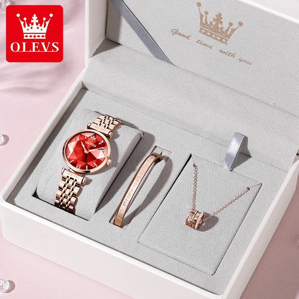 OLEVS 6642 Brand Hot Sale Ladies Watch Set Luxury Watch Steel Band Strap Quartz Waterproof Ladies Watch Simple Fashion
