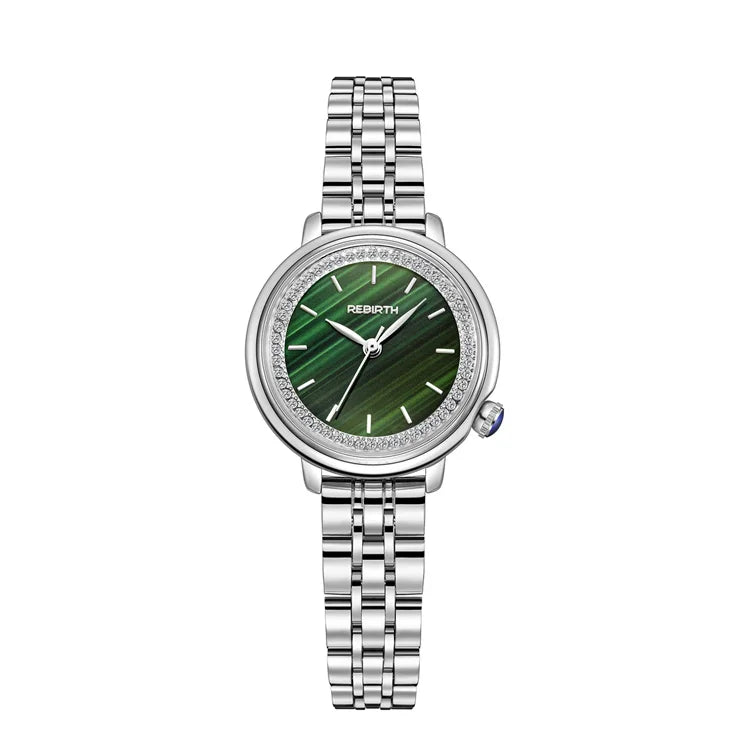 Rebirth Fashion Women Watch Top Brand Rose Gold Stain Steel Waterproof Date Quartz Ladies Watch High Quality Clock Gifts D046