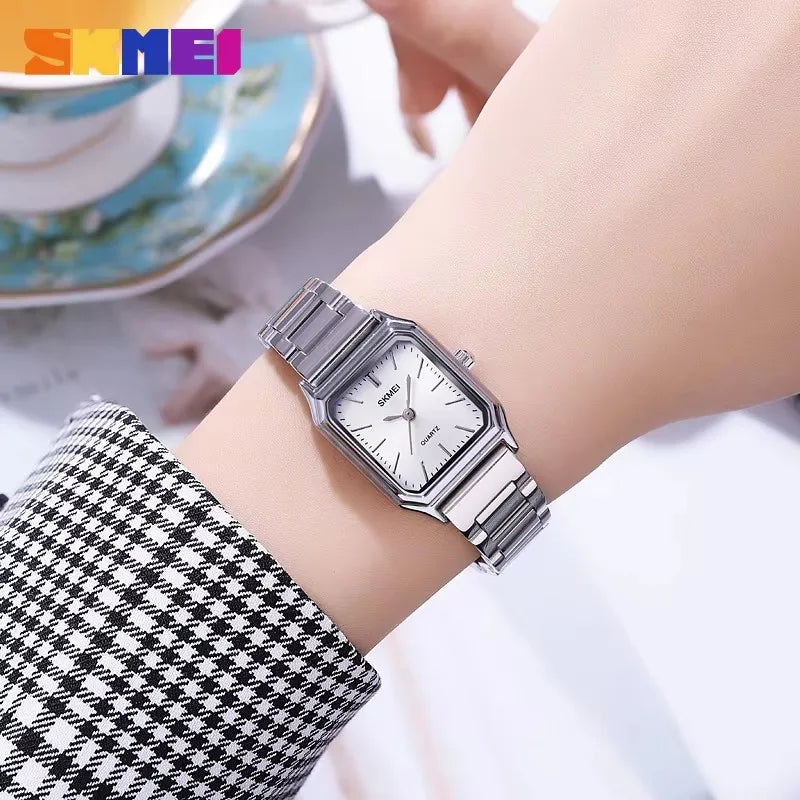 Skmei 2237 Ladies Watch Stainless Steel Strap Wristwatch Leisure Style Minimalist Fashion Japan Quartz Square Watches for Women