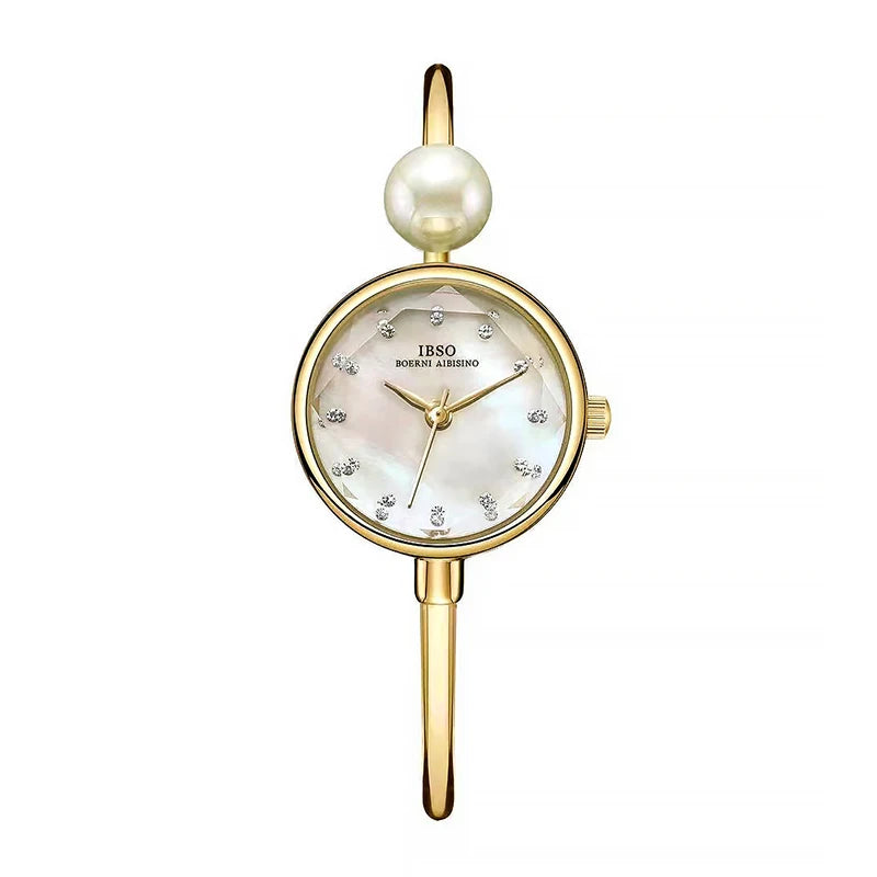 IBSO  9210 Adjustable Women Bracelets Ladies Watch Quartz Pearl Wristwatch Watch Women Luxury Elegant Ladies Accessory  Watch